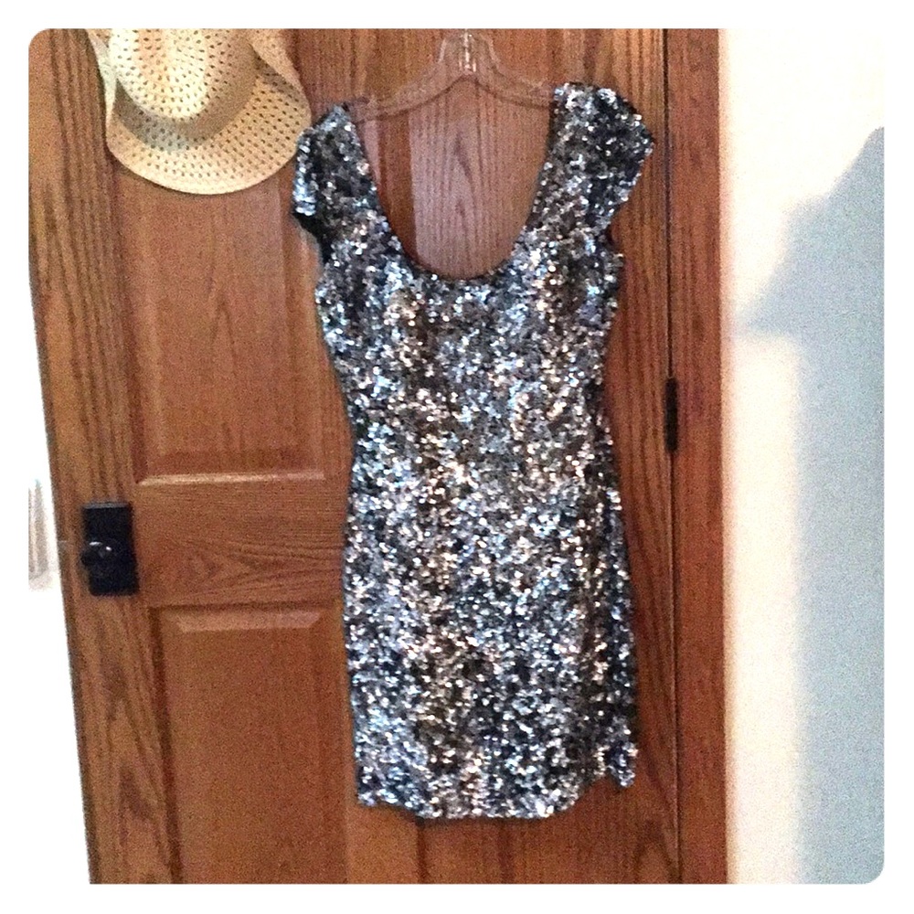 Silver sequined dress
